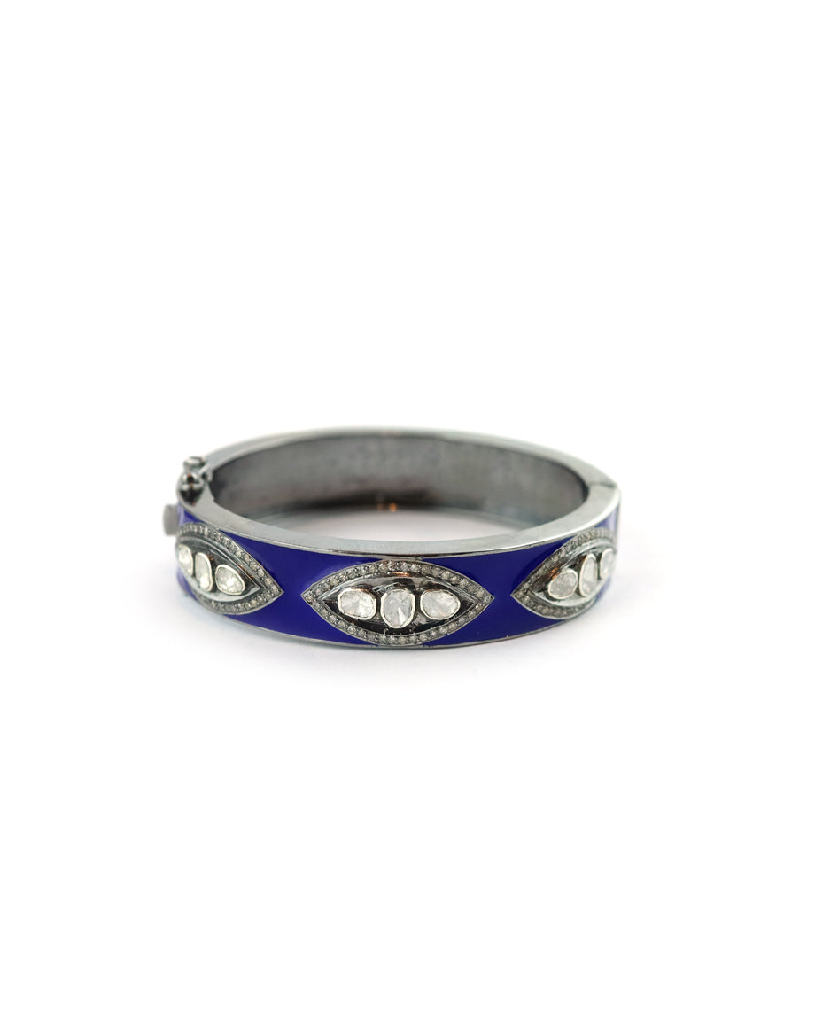 Cobalt Blue Enamel Polki Diamond Bangle