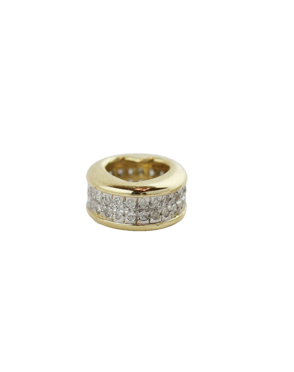 14K Shiny Gold Edge 2 Row Diamond Spacer