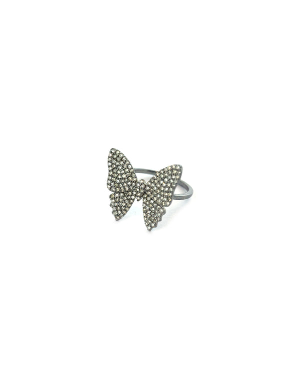 Silver Diamond Butterfly Ring