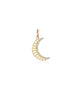 14K Gold Ridged Inner Diamond Crescent Moon Charm