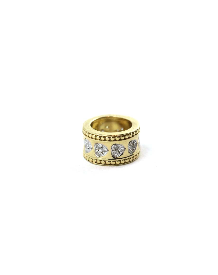 14K Gold Dotted Edge Diamond Heart Line Spacer