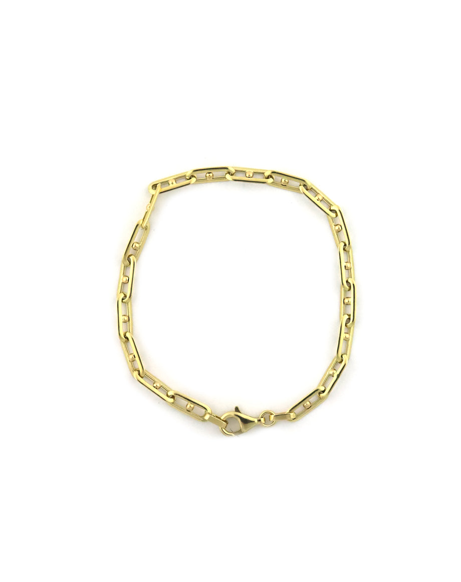 14K Gold Small Dotted Paper Clip Link Bracelet