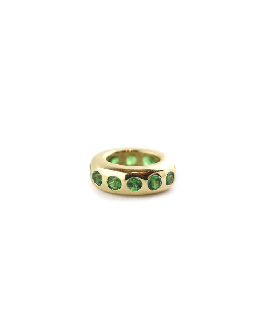 14K Gold Oval Dotted Tsavorite Charm Spacer