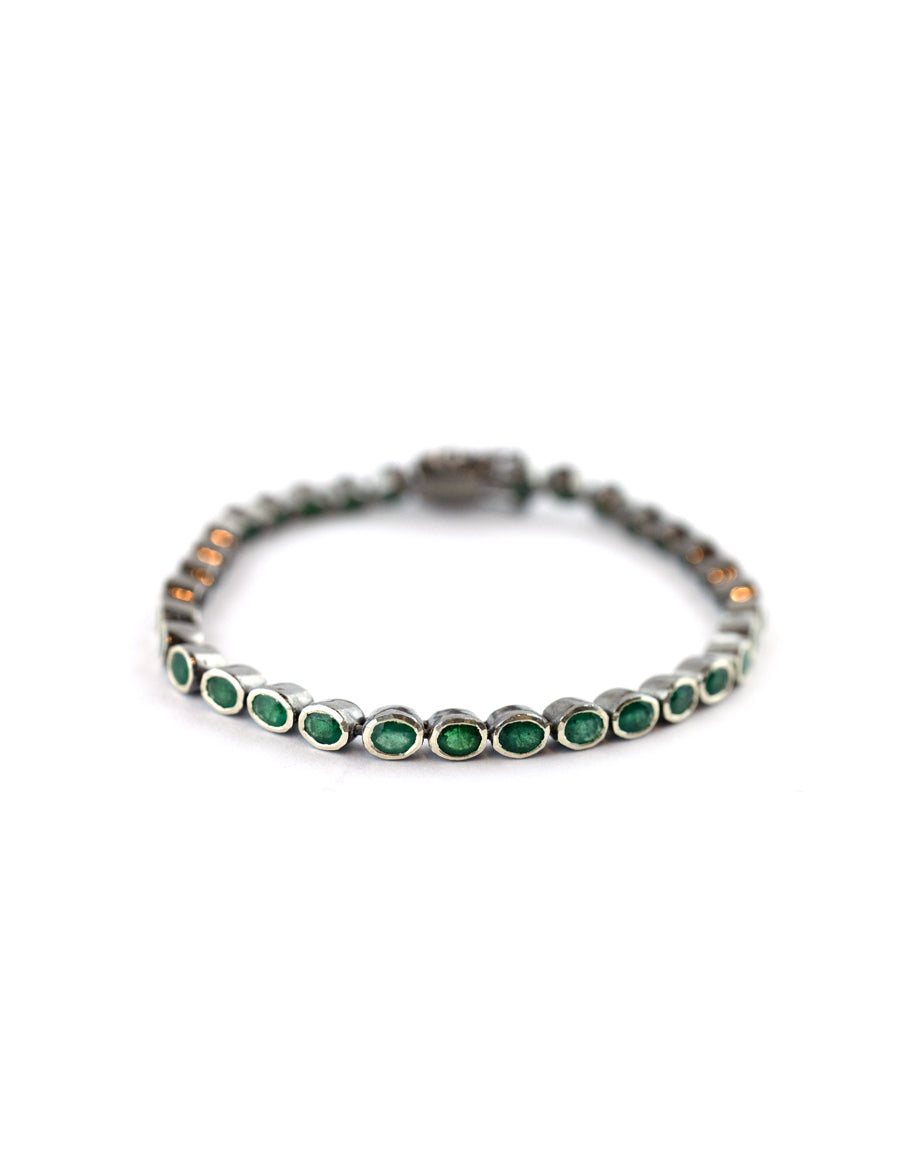 Emerald Silver Tennis Bracelet