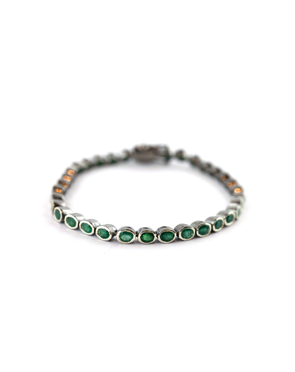 Emerald Silver Tennis Bracelet