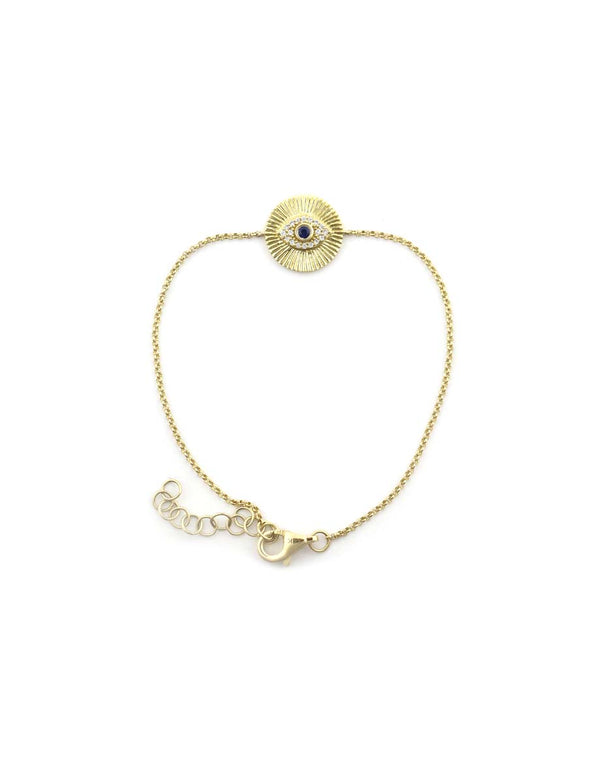14K Gold Fanned Evil Eye Coin Dainty Bracelet