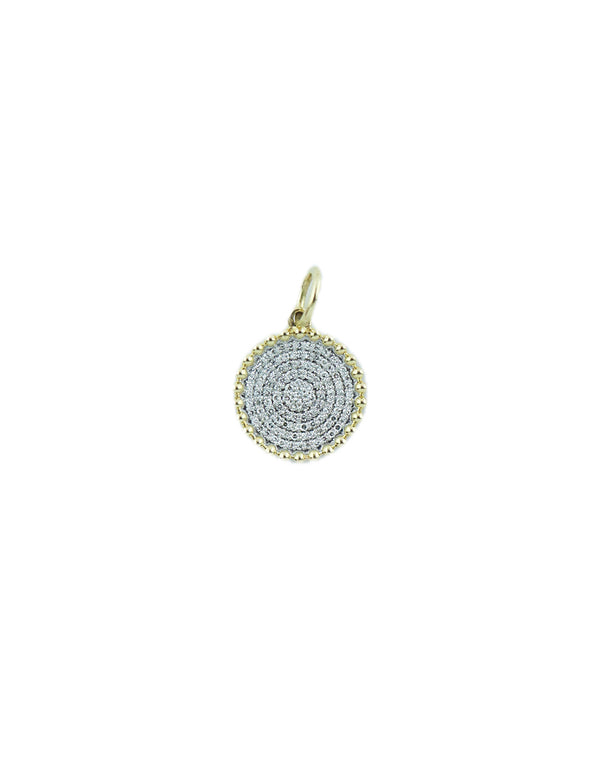 14K Gold Two Tone Rope Framed Circle Charm