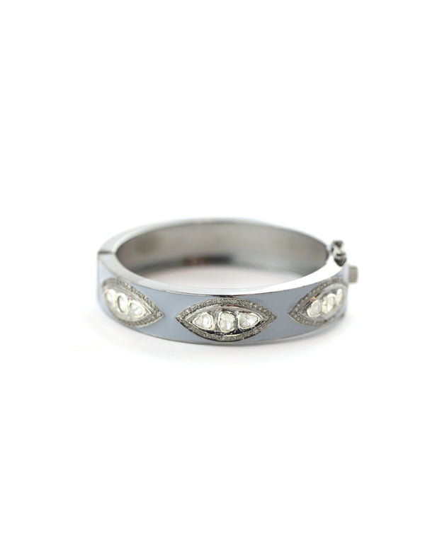 Gray Enamel Polki Diamond Bangle