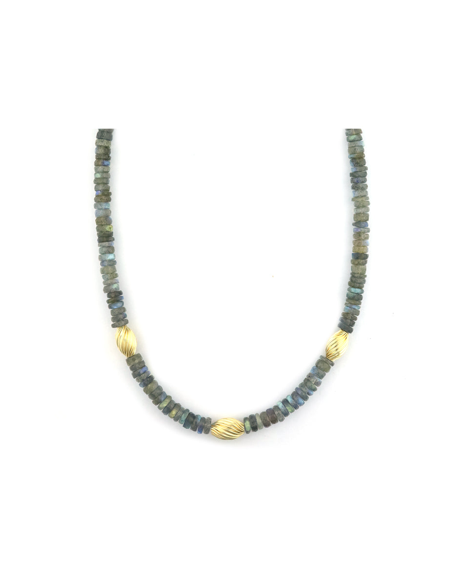 5mm Heishi Labradorite Fluted Rondelle Necklace