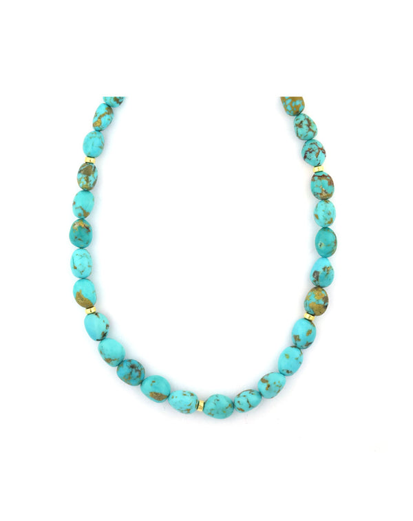 Kingman Turquoise Oval Rondelle Necklace