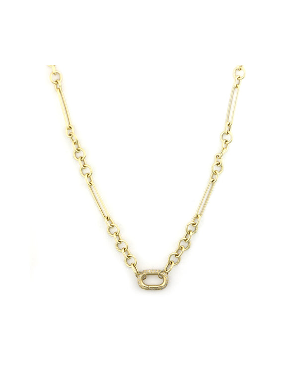 14K Gold Fine Lexi Lock Necklace: 1+7 Rounded Link