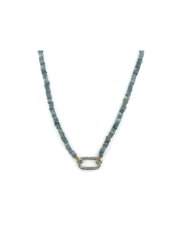 The Large Luxe Lexi Lock Necklace: 4mm Smooth Labradorite