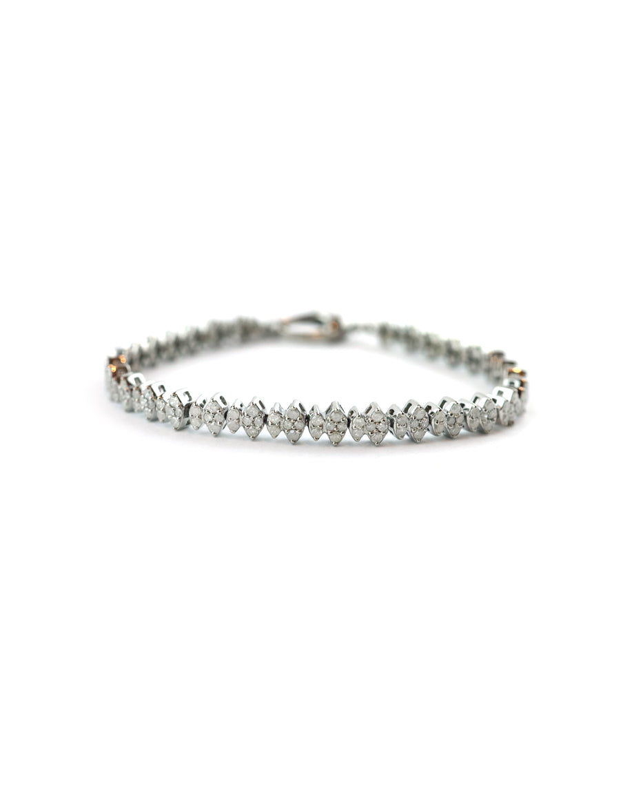 Silver Diamond Marquise Shaped Tennis Bracelet