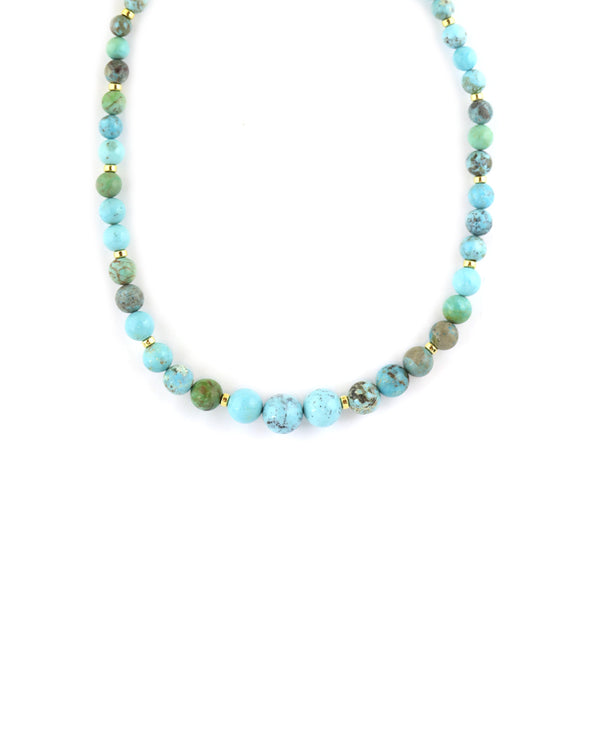 Graduated Matrix Turquoise Rondelle Necklace