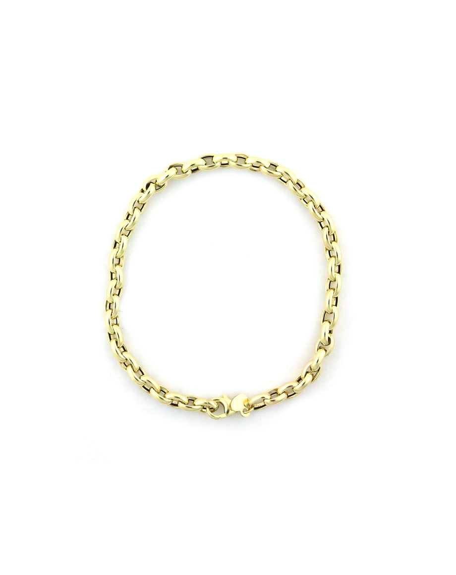 14K Gold Small Oval Rolo Chain Link Bracelet