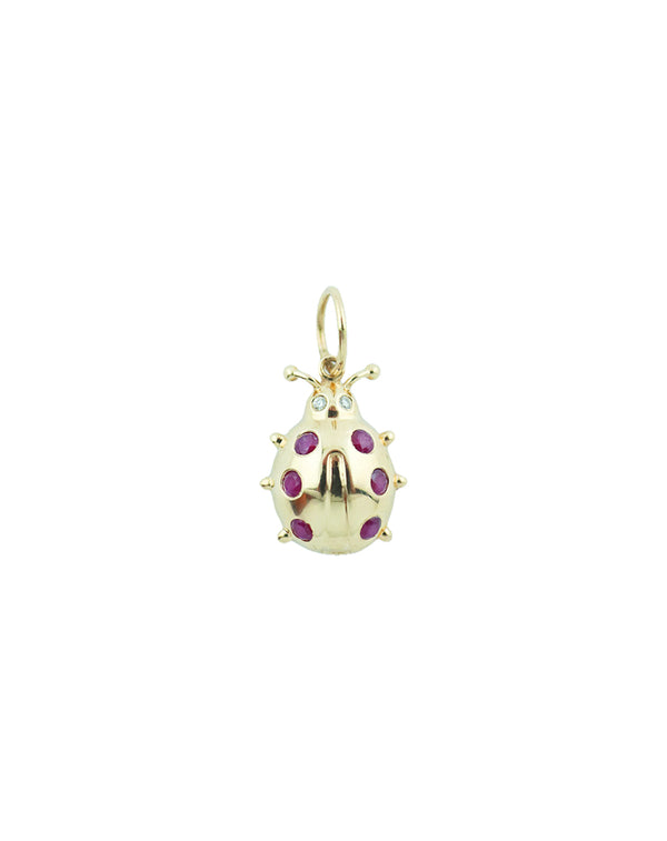 Small 14K Gold Ruby Ladybug Charm