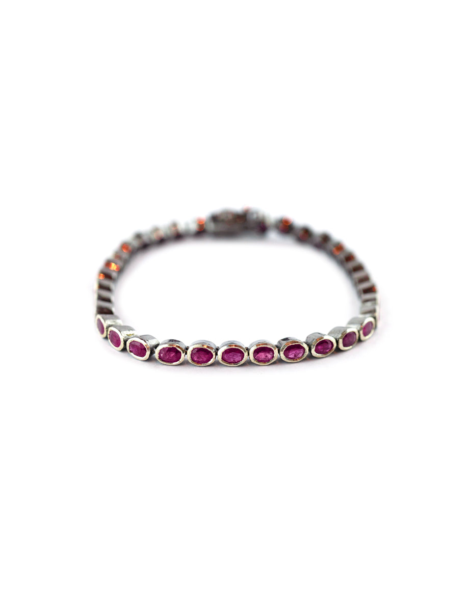 Ruby Silver Tennis Bracelet