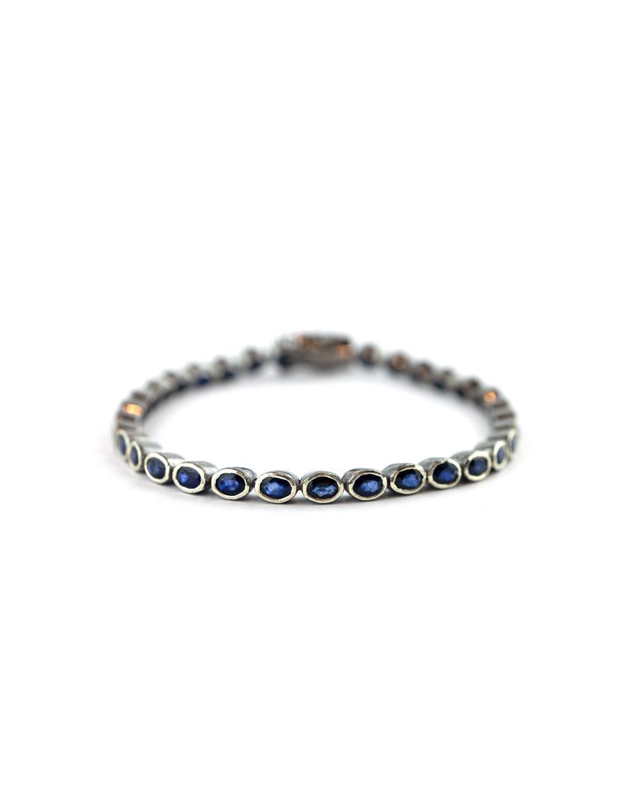 Blue Sapphire Silver Tennis Bracelet