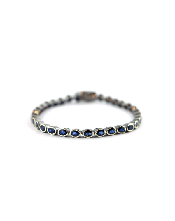 Blue Sapphire Silver Tennis Bracelet