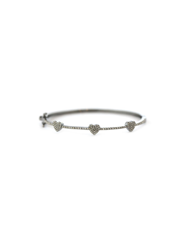 Silver Diamond Multi Heart Bangle