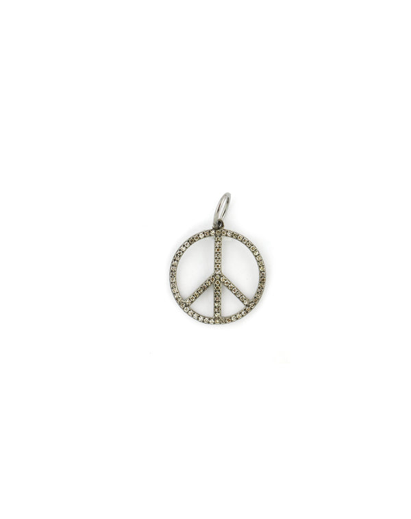 3/4" Silver Diamond Peace Sign Charm