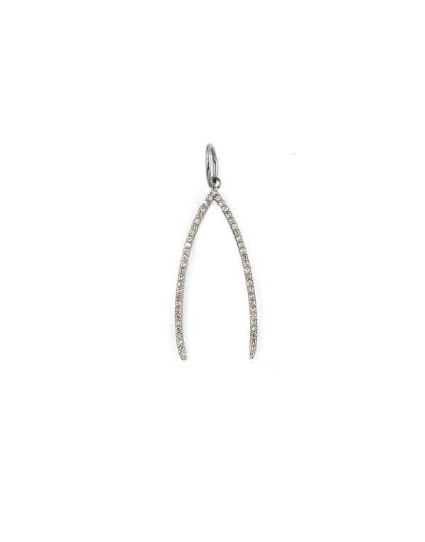 Silver Diamond Wishbone Charm