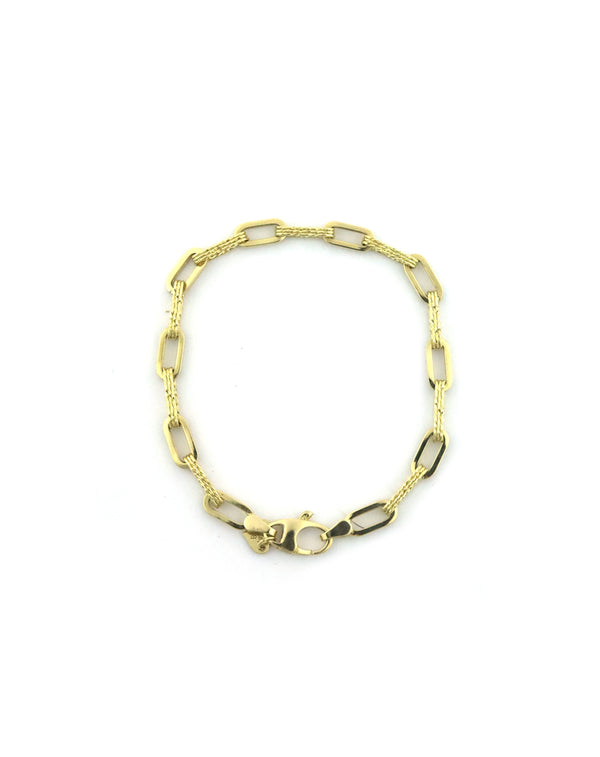 14K Gold Small Alternating Textured Link Bracelet