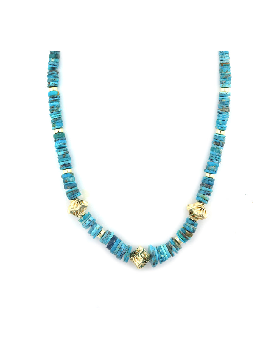 Arizona Turquoise Twisted Lantern Beaded Necklace
