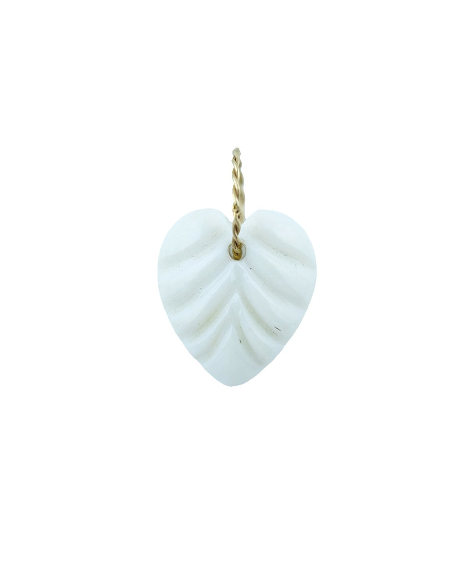 Medium 14K Gold White Opal Scalloped Heart Charm