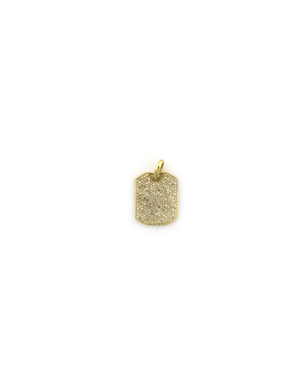14K Gold Wide .37ct Diamond Dog Tag Charm