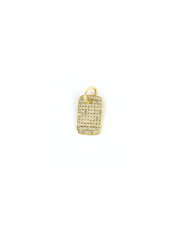 14K Gold Small Diamond Dog Tag