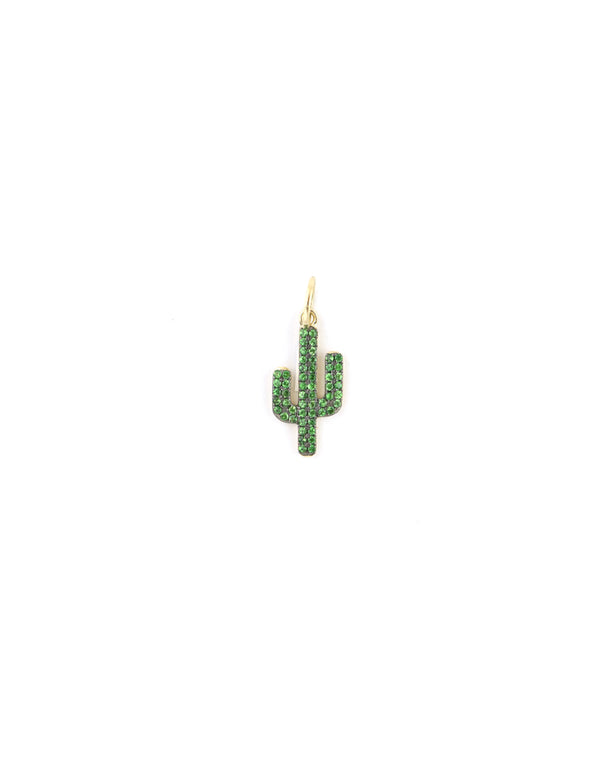 14K Gold Tsavorite Cactus Charm