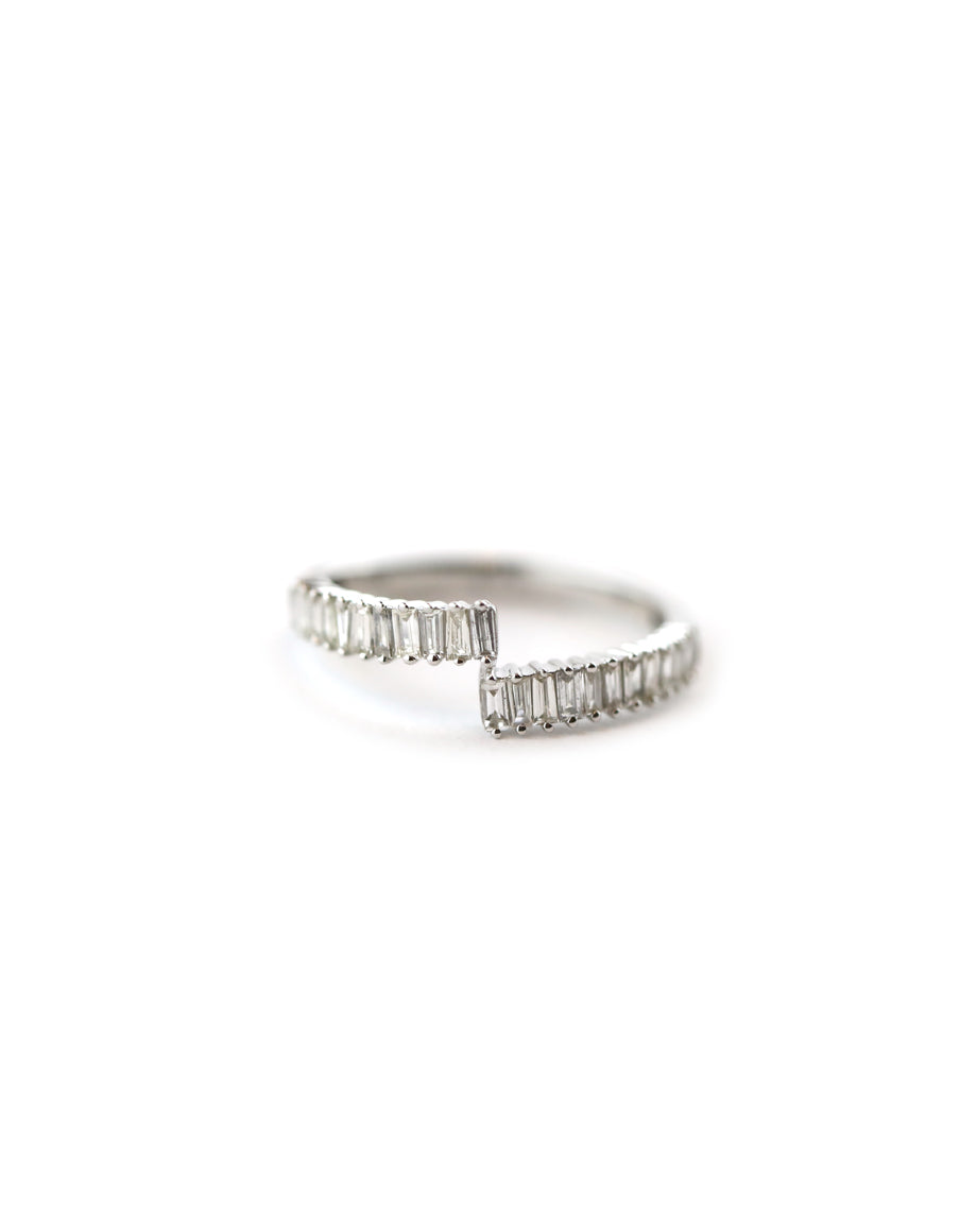 14K White Gold .4ct Baguette Diamond Wrap Ring