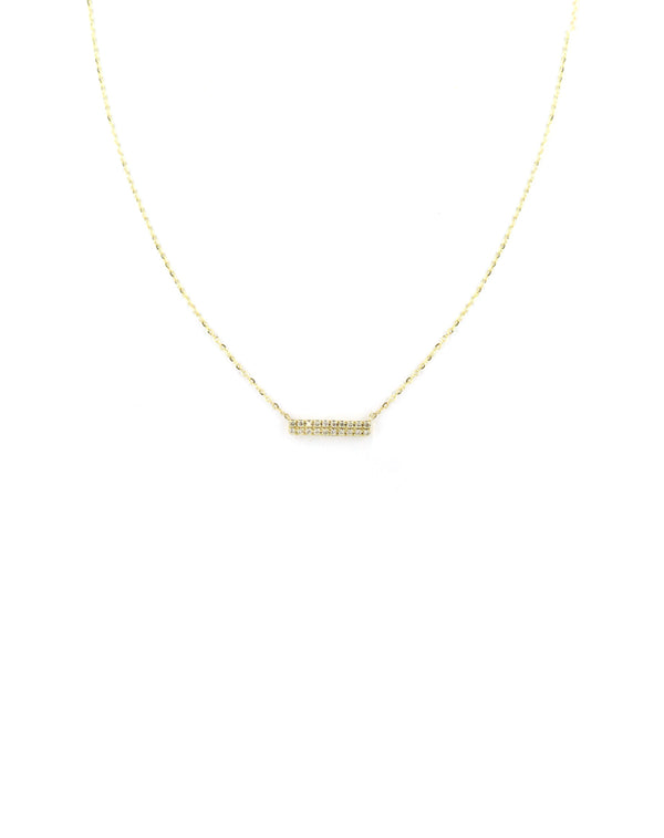 14K Gold Mini Diamond Bar Necklace