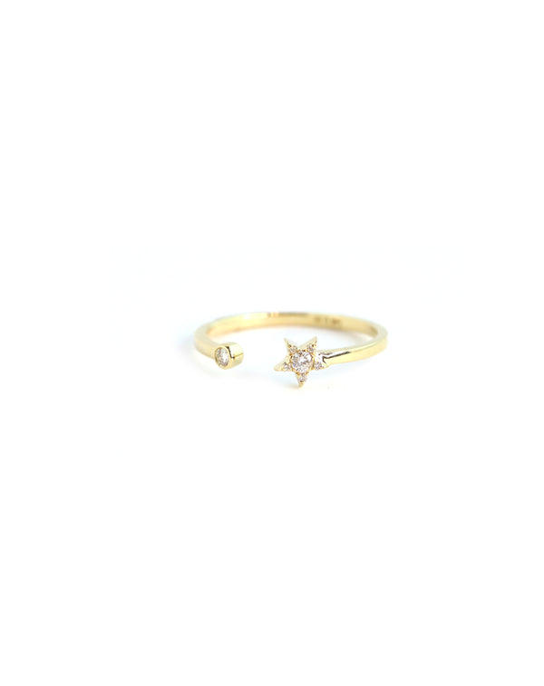 14K Gold Open Diamond Star Ring