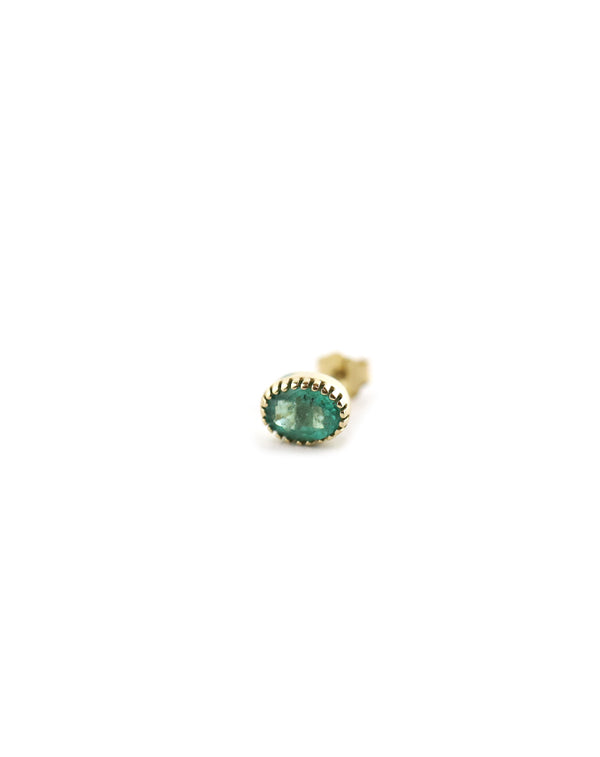 14K Gold .5ct Oval Emerald Single Stud