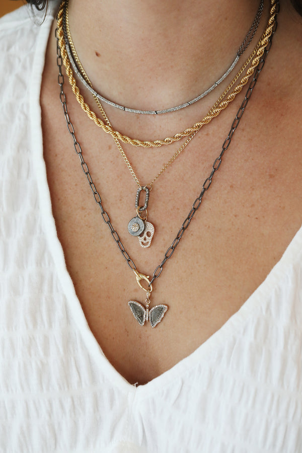 14K Gold Diamond Skull Charm