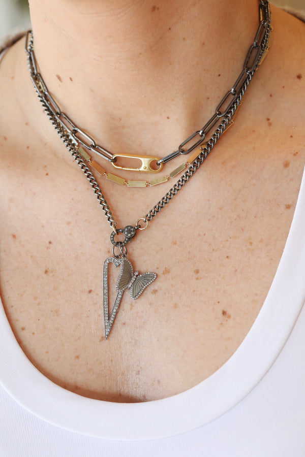 Silver Diamond Frame Butterfly Charm