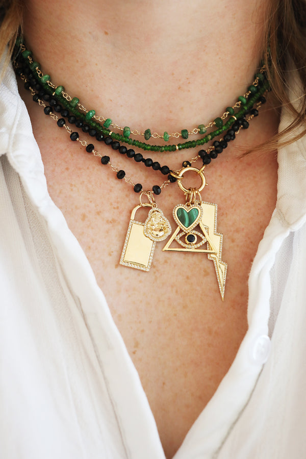 14K Gold Triangle Evil Eye Charm