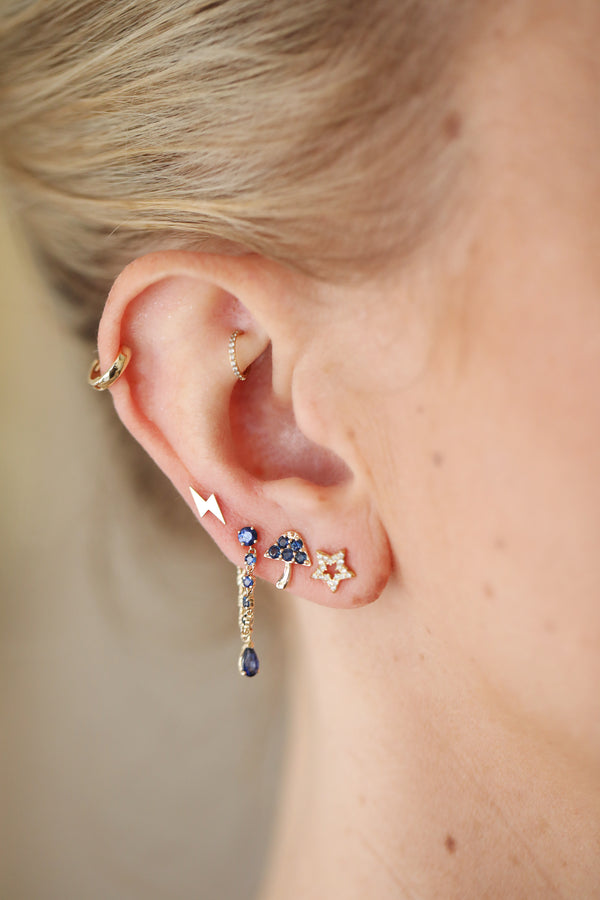 14K Gold Sapphire Mushroom Studs