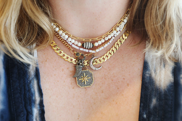 Silver Diamond Horn Charm