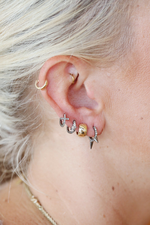 Mini Silver Cluster Diamond Huggies