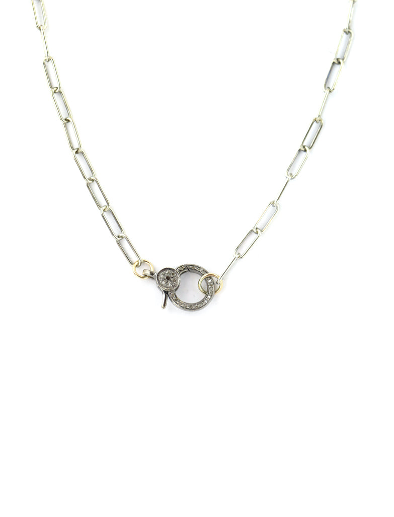 Silver Paper Clip Lock Necklace