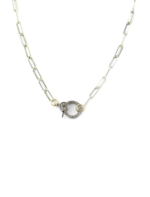 Silver Paper Clip Lock Necklace