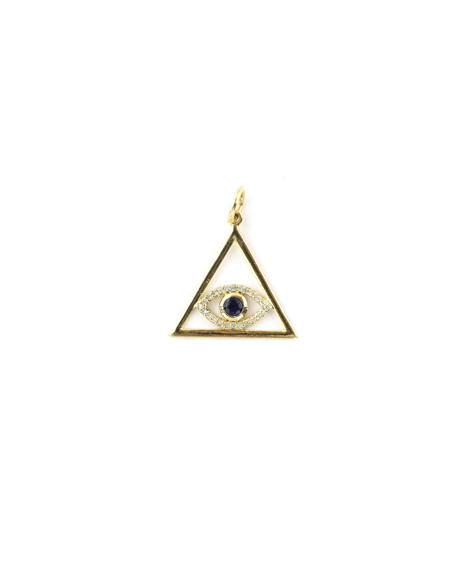 14K Gold Triangle Evil Eye Charm