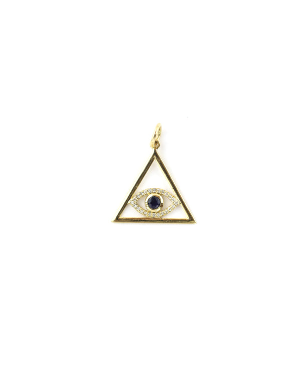 14K Gold Triangle Evil Eye Charm