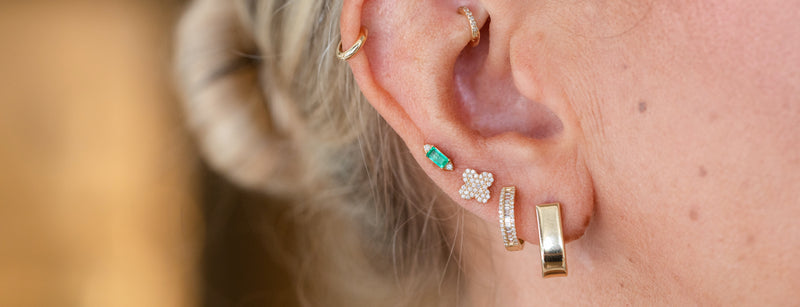 diamond huggie earrings
