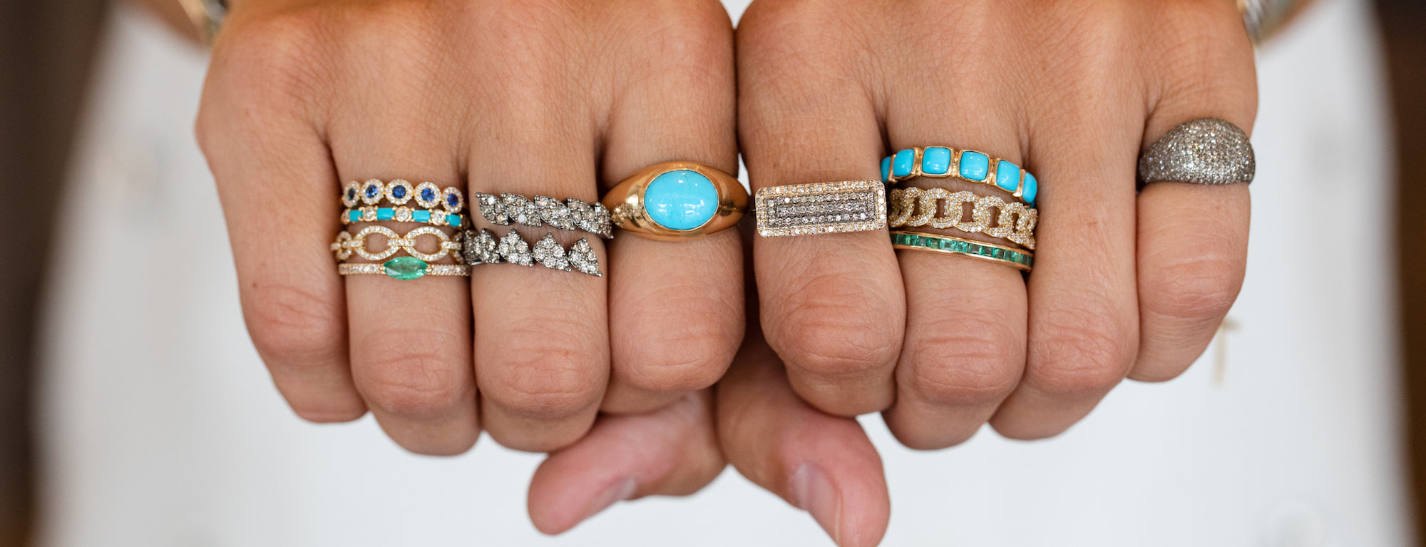 14K gold and diamond stacking rings