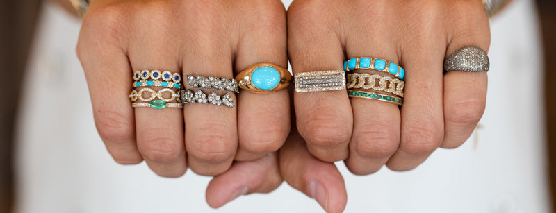 14K gold and diamond stacking rings