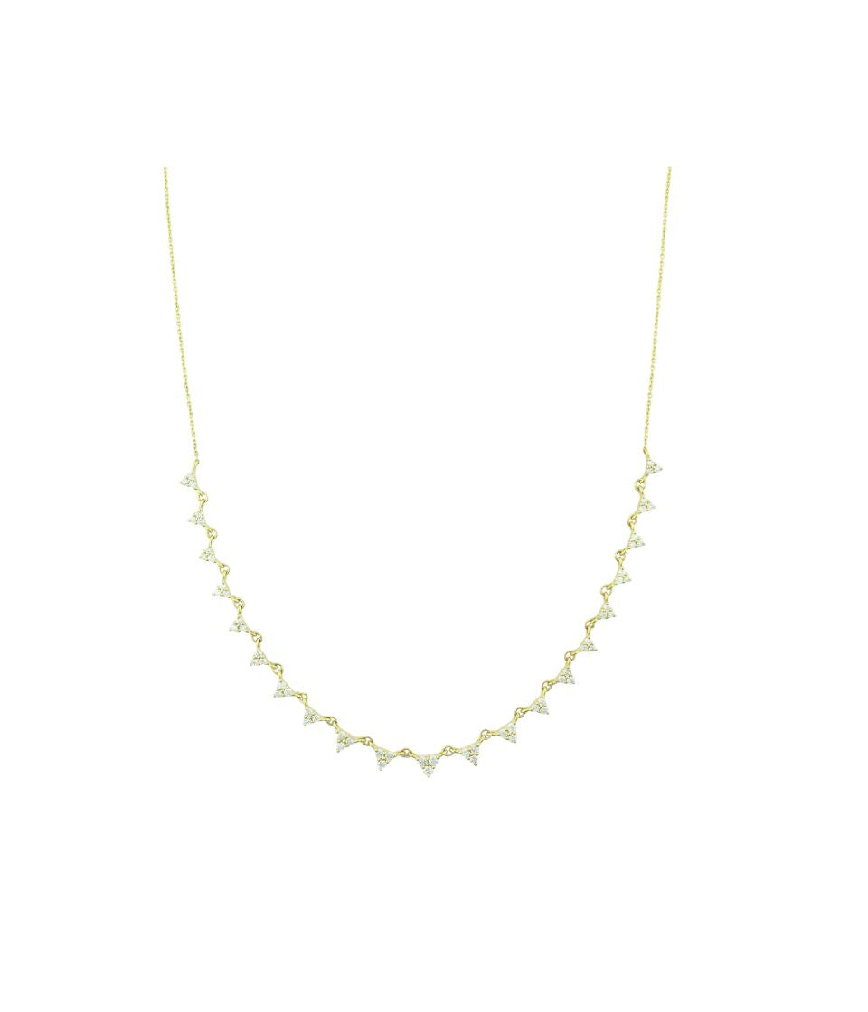 14K Gold Dainty Trio Triangle Diamond Necklace